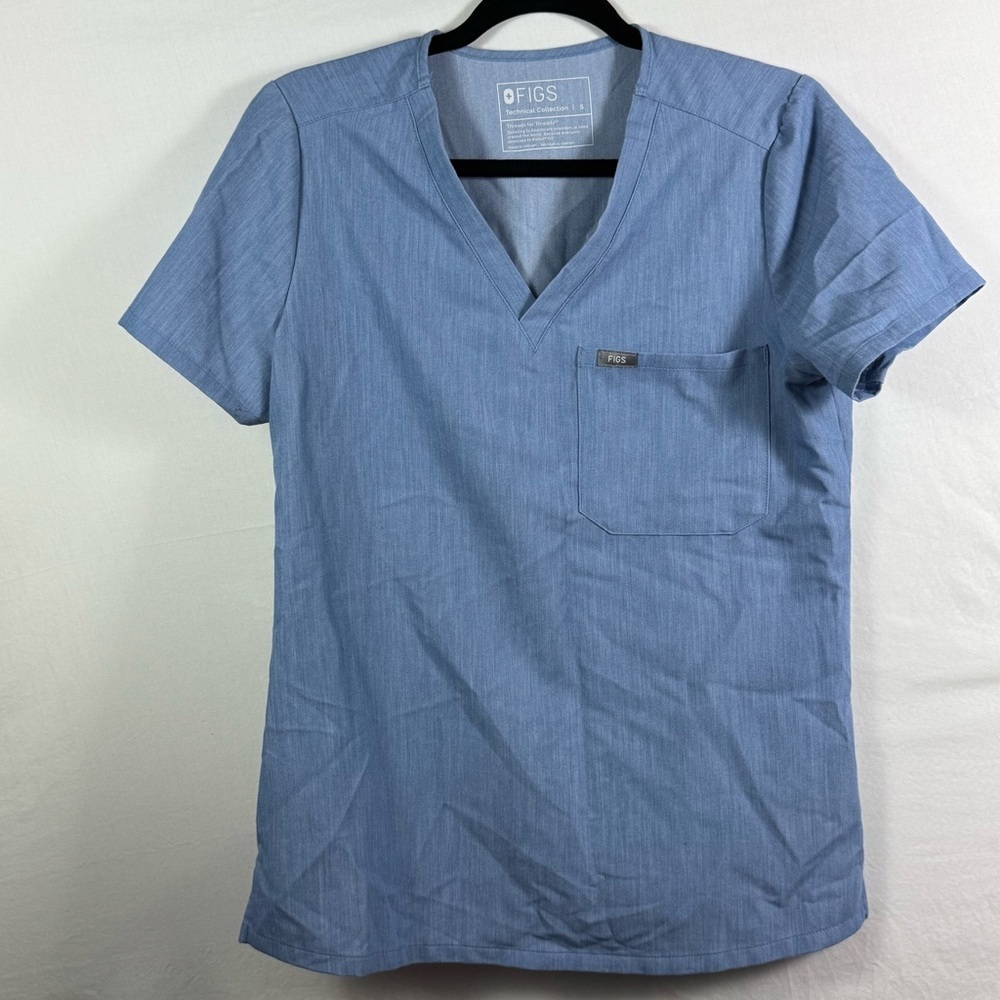 FIGS Blue V-Neck Scrub Shirt Women’s Size S